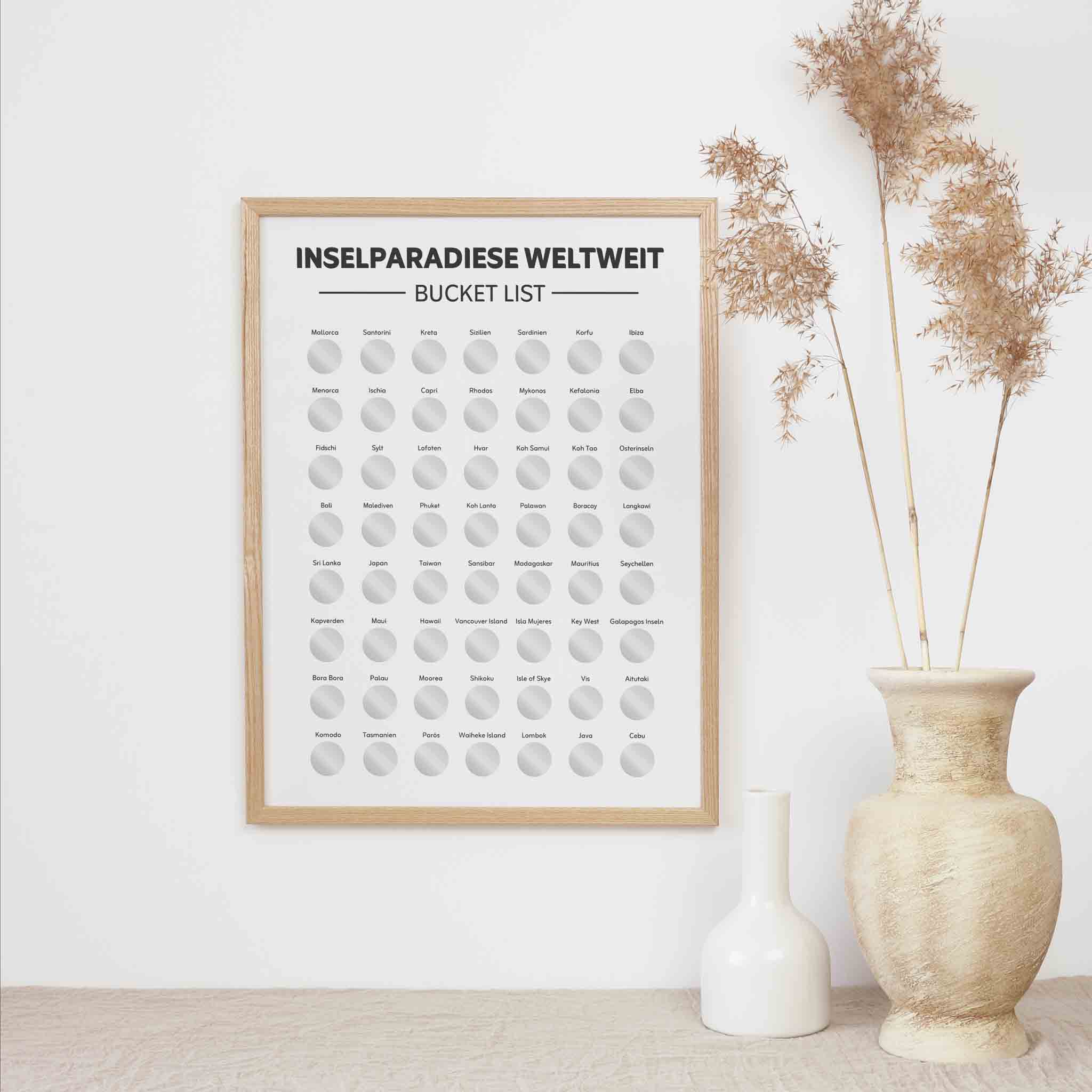 Das Rubbelposter Inselparadiese weltweit von funkenschauer - dein Bucketlist Poster mit den schönsten Reisezielen der Welt! Perfekt als Geschenk für Reisende und zum Freirubbeln deiner Traum-Inseln.