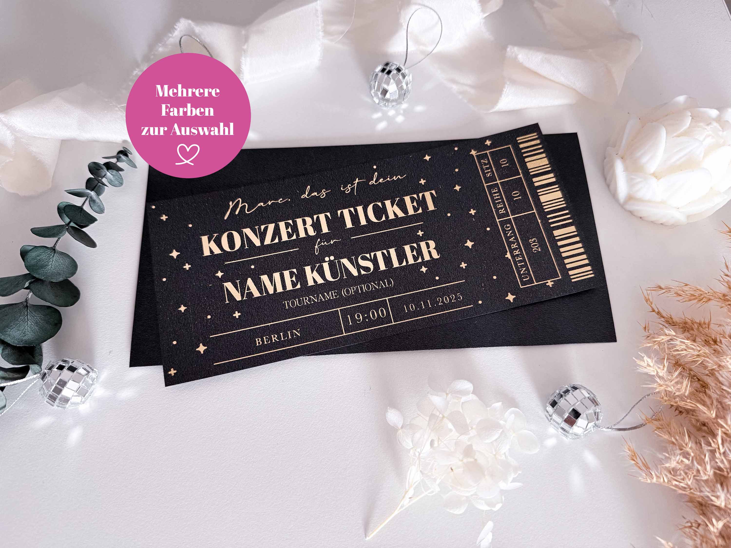 Konzertkarten Geschenk • Konzert Gutschein • Personalisierte Konzertkarte • Konzertkarten verschenken Ideen • Geschenk Musikliebhaber