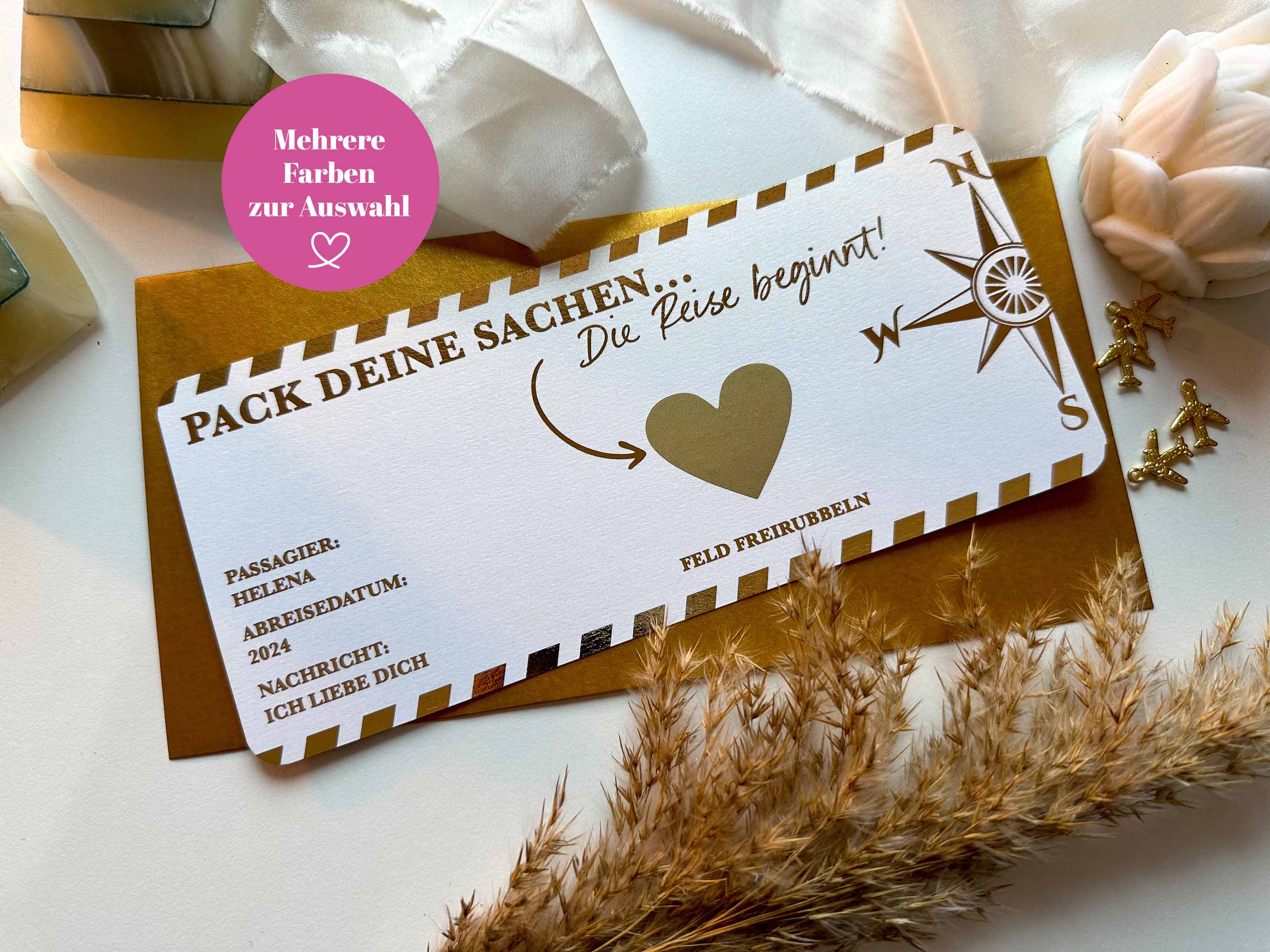 Reisegutscheine personalisiert inkl. hochwertigem Umschlag mit Wunschtext und Rubbelfeld • Geschenkgutschein • Reise Geschenk • Gutschein Reise