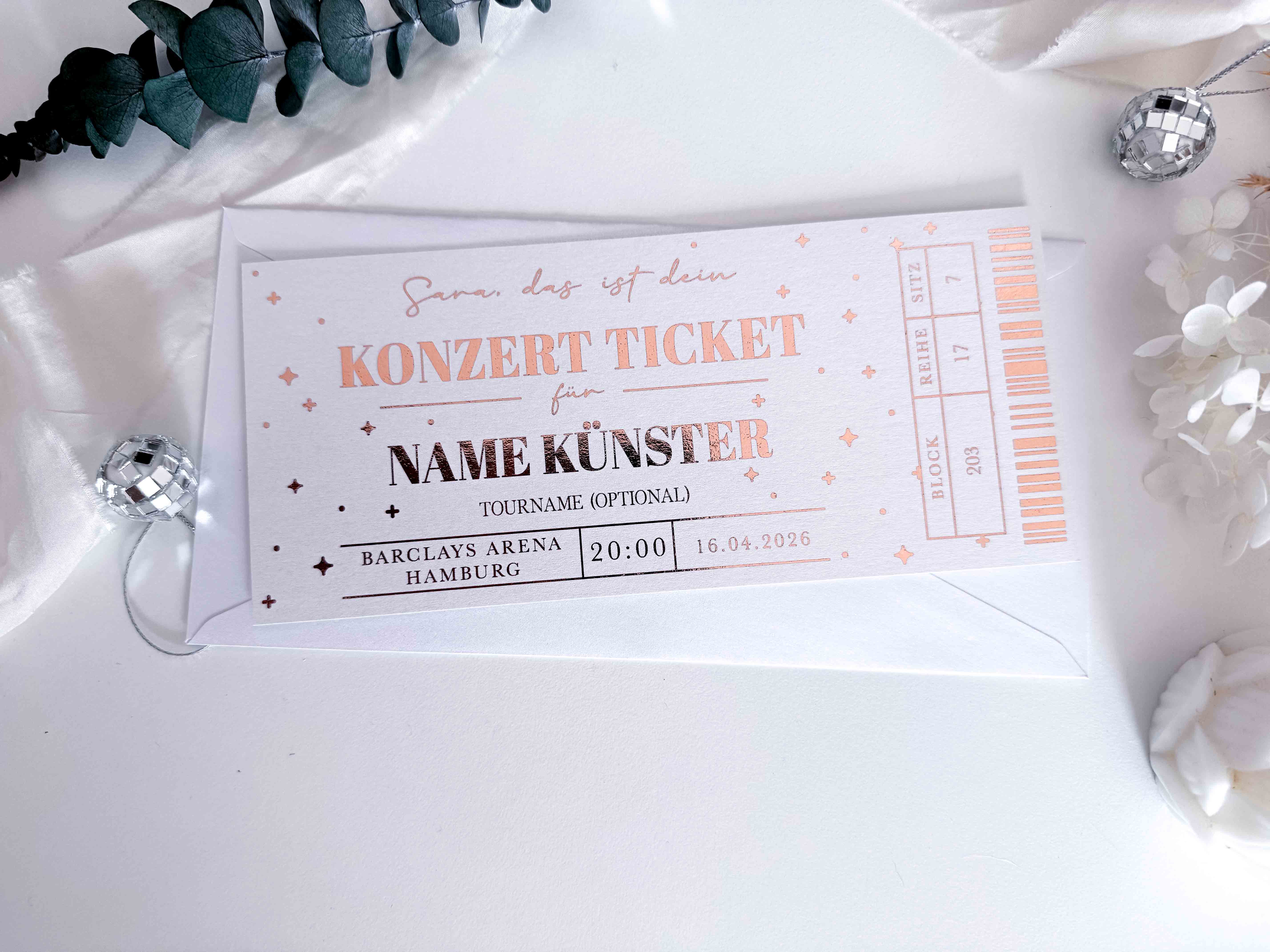 Konzertkarten Geschenk • Konzert Gutschein • Personalisierte Konzertkarte • Konzertkarten verschenken Ideen • Geschenk Musikliebhaber