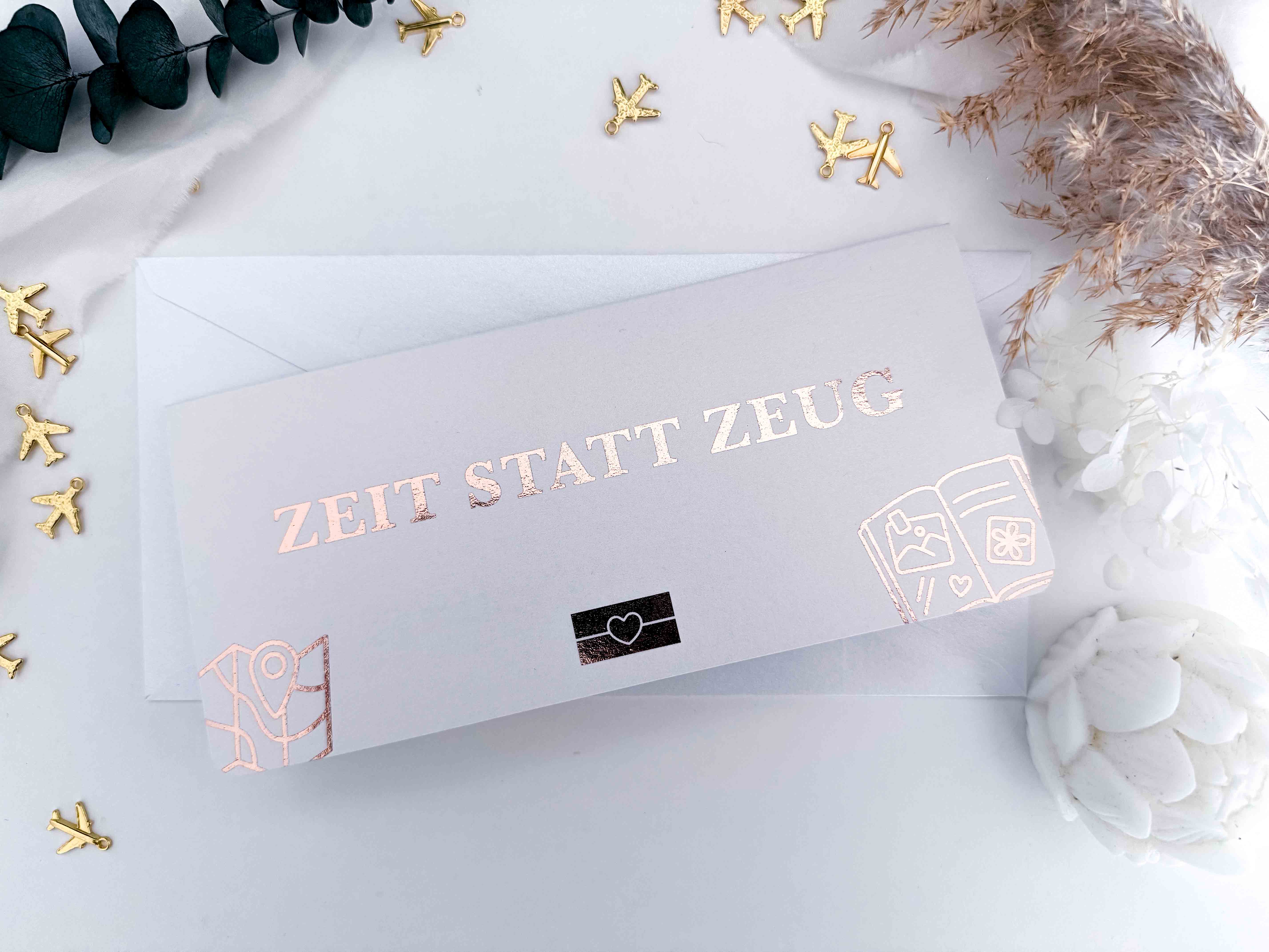 Zeit statt Zeug Gutschein personalisiert mit Rubbelfeld und Wunschtext • persönliche Geschenkideen • Gutschein selbst gestalten