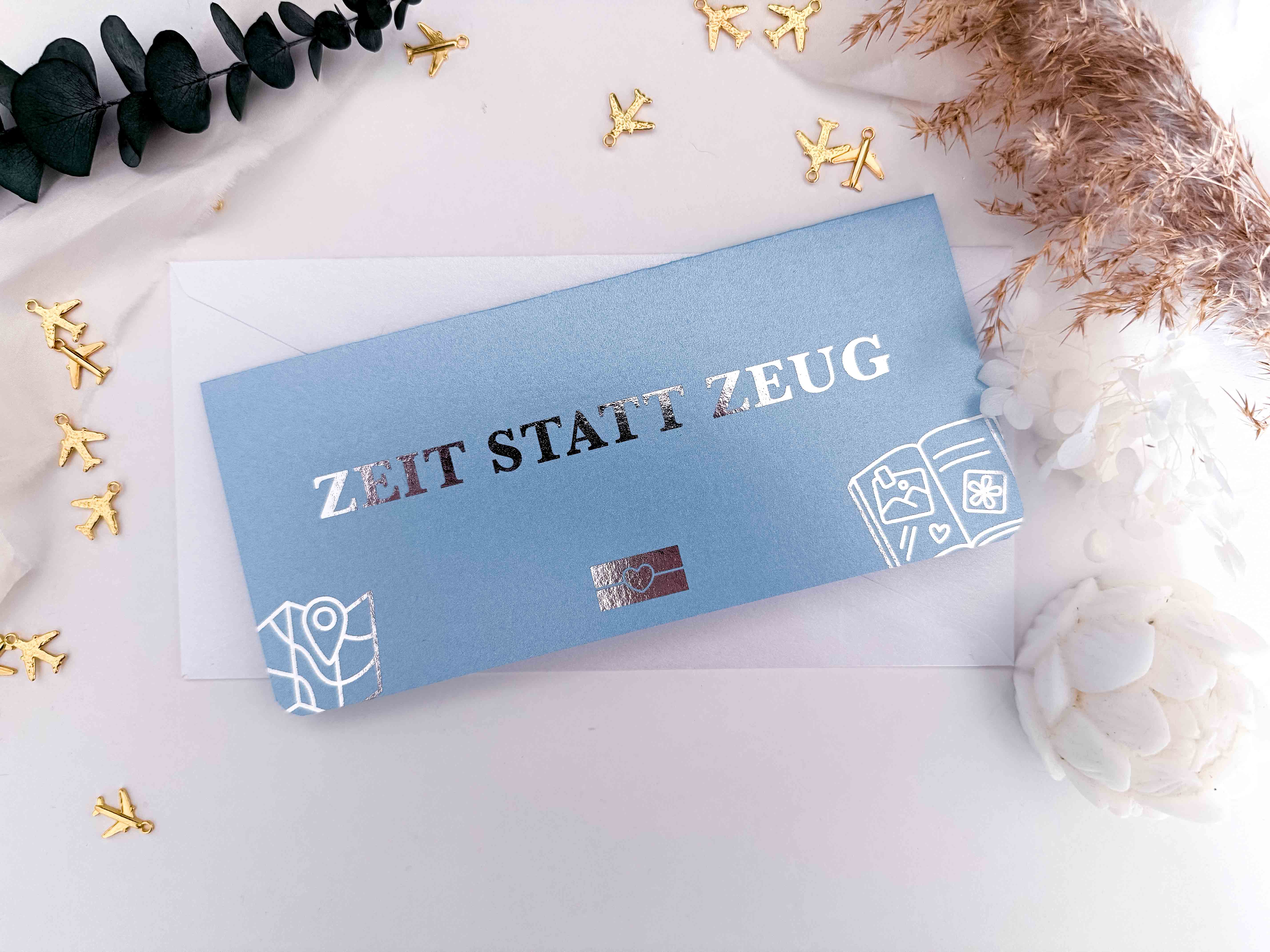 Zeit statt Zeug Gutschein personalisiert mit Rubbelfeld und Wunschtext • persönliche Geschenkideen • Gutschein selbst gestalten