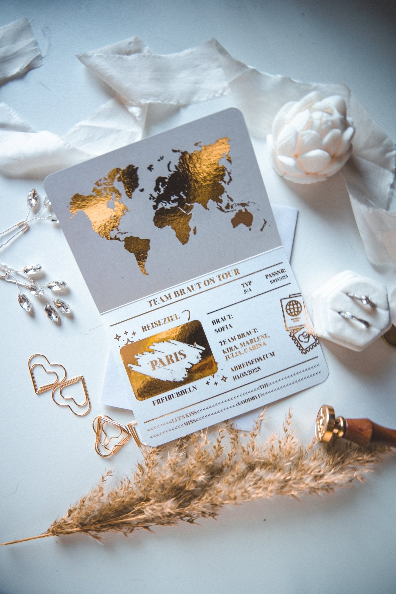 JGA Reisegutschein Personalisiert mit Umschlag, Junggesellenabschied Frau, Einladung Braut zum JGA, Bride to Be Gutschein, Team Braut, JGA Gutschein - funkenschauer