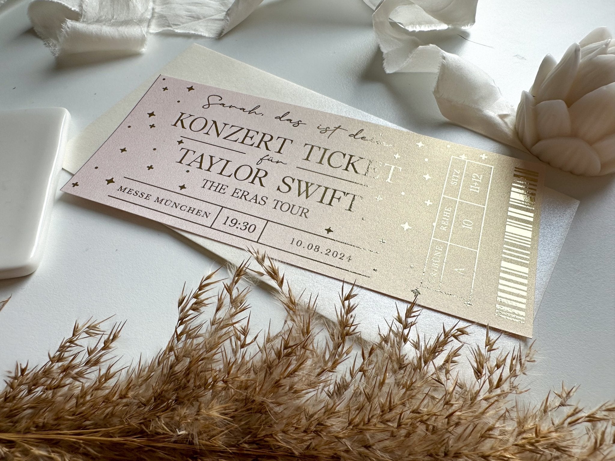 Konzert Ticket Personalisierbar ROSÉ EDITION | Geschenk Musikliebhaber | Eventgutschein | Konzertkarte | Adele | Coldplay | Taylor Swift - funkenschauer