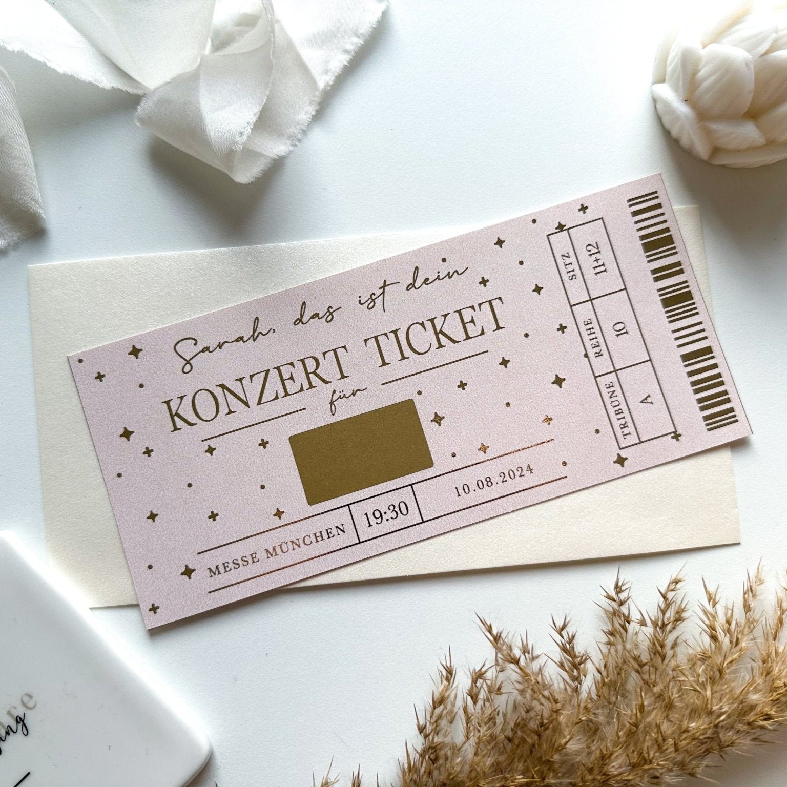 Konzert Ticket Personalisiert ROSÉ Goldfolie | Rubbelkarte | Geschenk für Musikliebhaber | Konzert Karten | Adele | Coldplay | Taylor Swift - funkenschauer