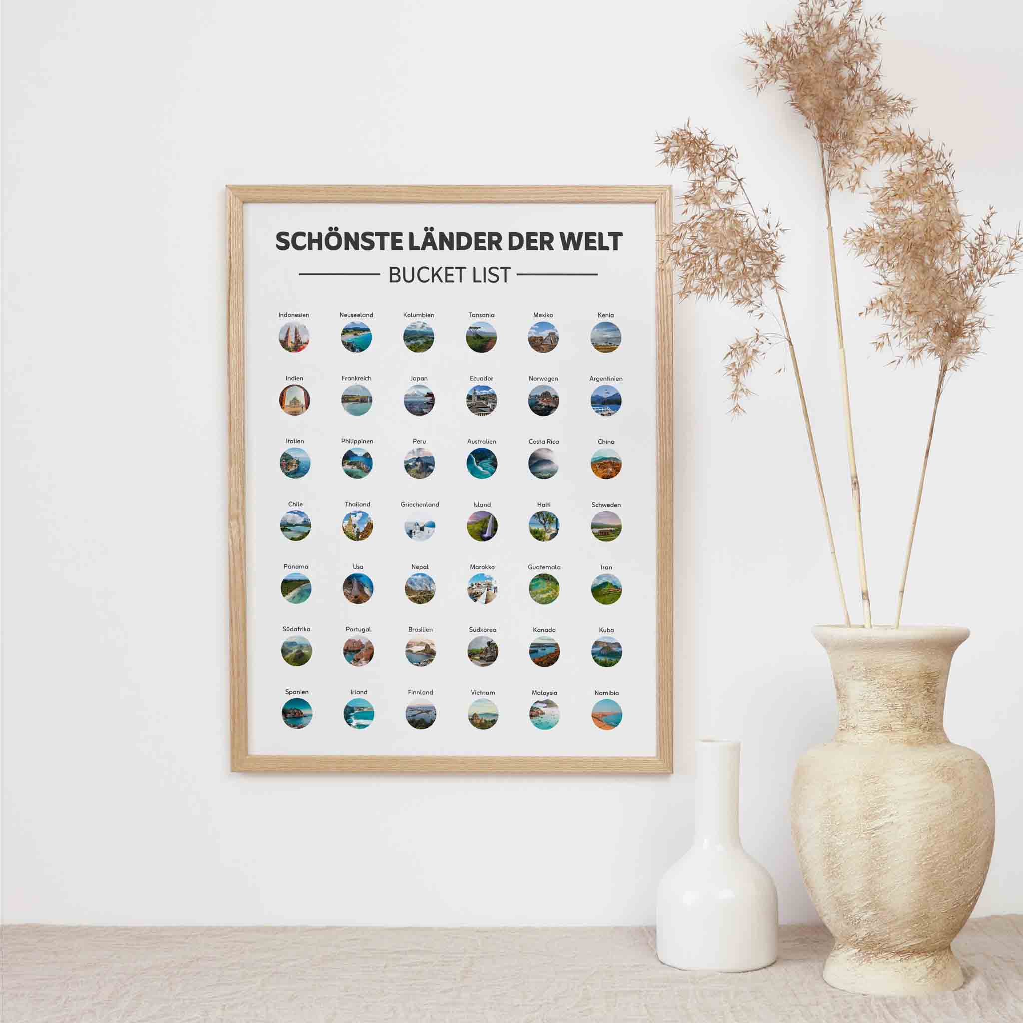 Das "Bucketlist Länder der Welt" Reise Poster von funkenschauer ist dein Freirubbel-Poster mit Ländernamen und Bildern - perfekt als Reise Geschenk oder Inspiration für deine Löffelliste.