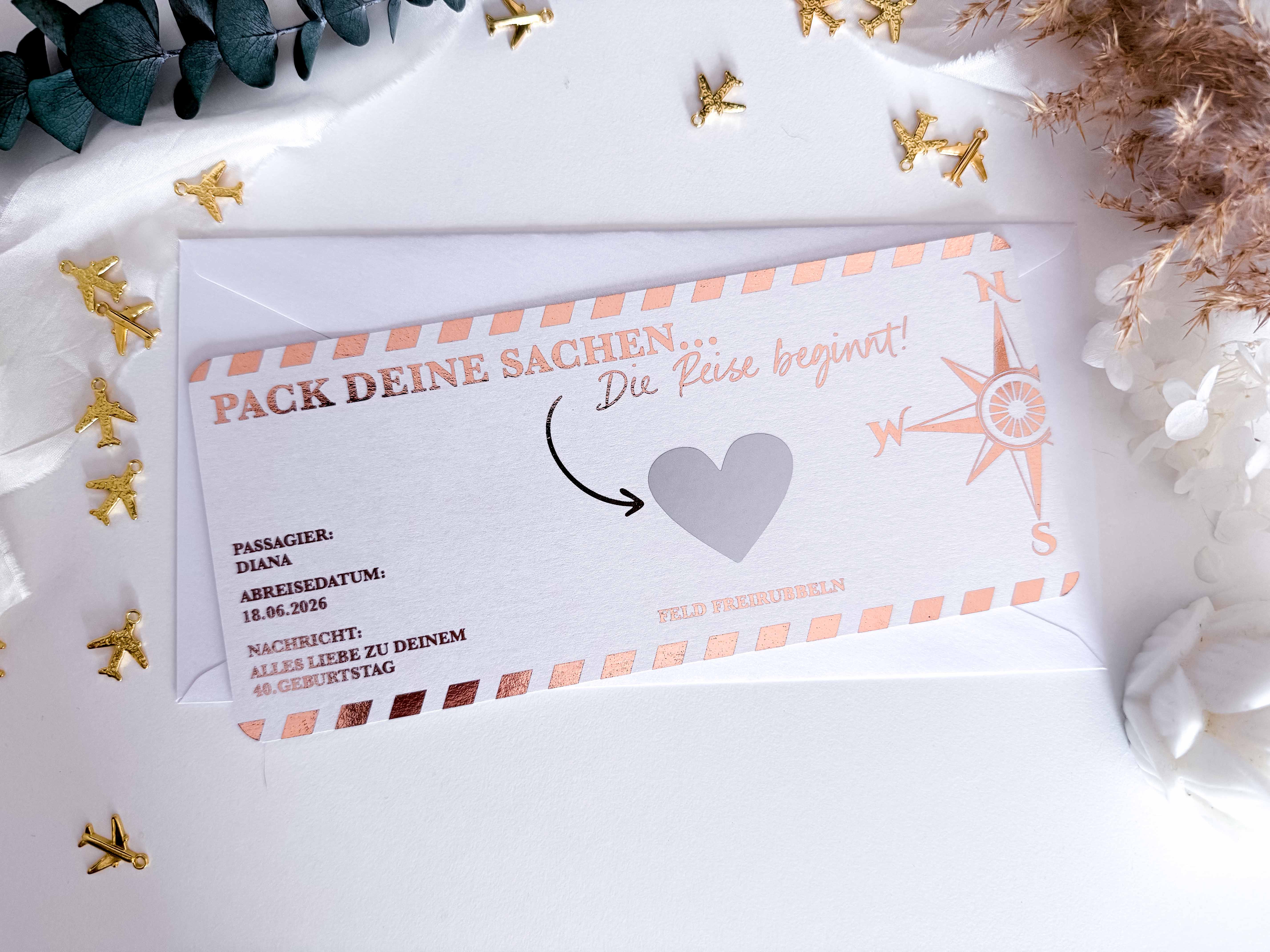 Reisegutscheine personalisiert inkl. hochwertigem Umschlag mit Wunschtext und Rubbelfeld  • Geschenkgutschein • Reise Geschenk • Gutschein Reise