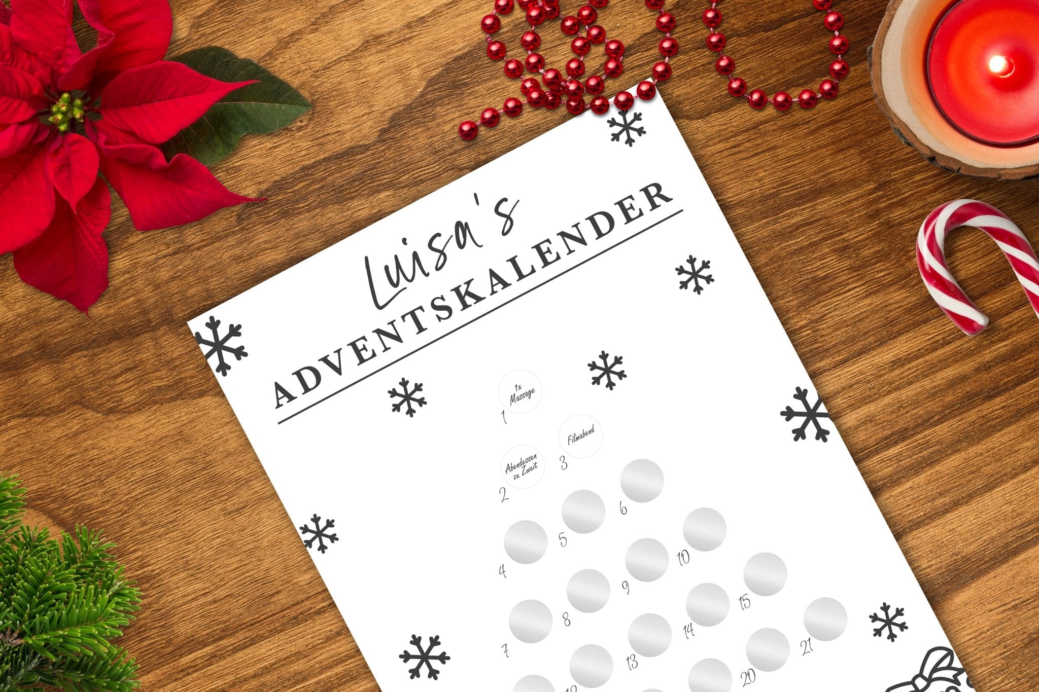 Adventskalender A3 | 24 Felder zum Freirubbeln | Rubbelfelder | Weihnachten Poster | Weihnachtsgeschenk | Adventszeit - funkenschauer