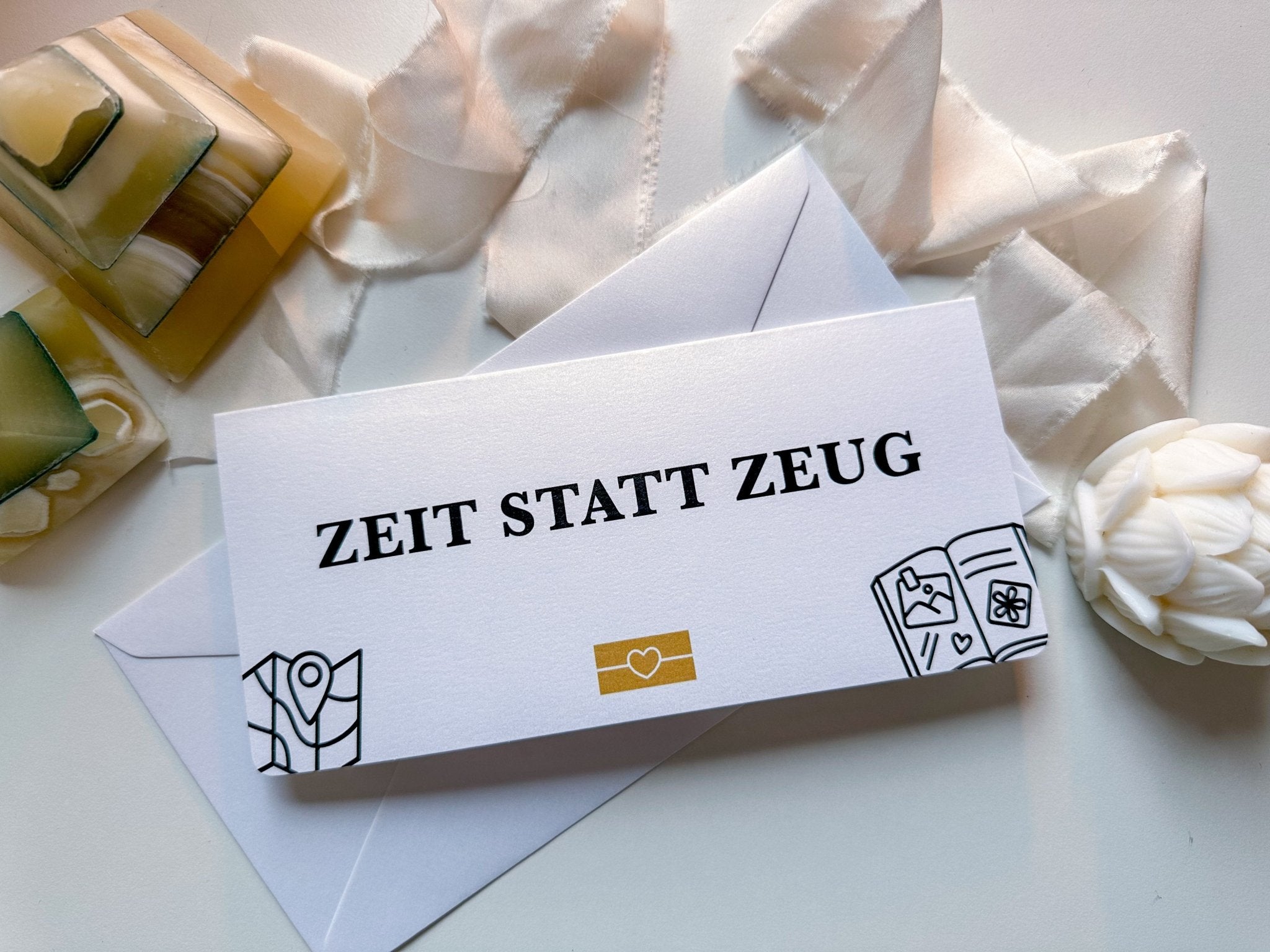 Gutschein Zeit statt Zeug Personalisiert Perlmuttpapier aufklappbar | 17 Farben | Rubbelkarte | Geschenk Aktivität | gemeinsame Zeit - funkenschauer