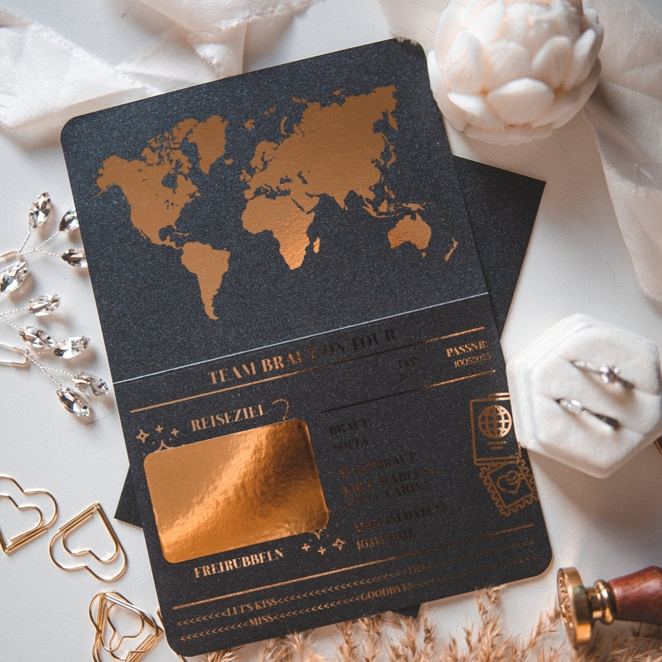 JGA Reisegutschein Personalisiert mit Umschlag, Einladung Braut zum JGA, Junggesellenabschied Frau, Bride to Be Gutschein, Team Braut, JGA Gutschein - funkenschauer