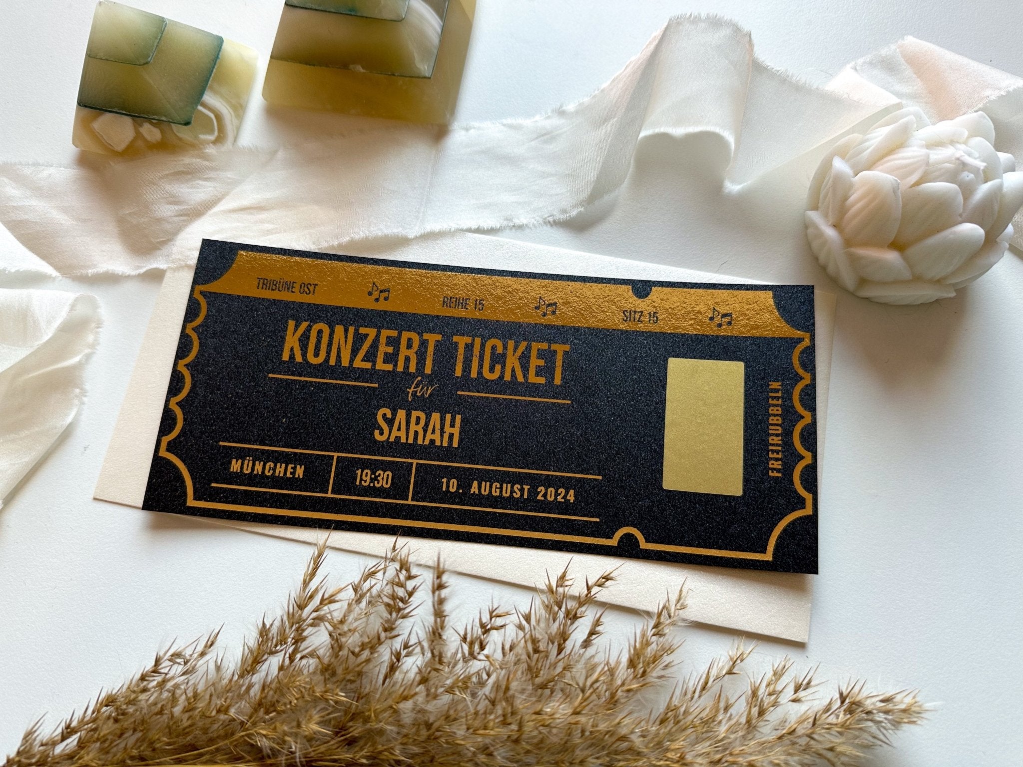 Konzert Ticket Personalisierbar BLACK PERLMUTT | Rubbelkarte | Geschenk für Musikliebhaber | Überraschung | Adele | Coldplay | Taylor Swift - funkenschauer