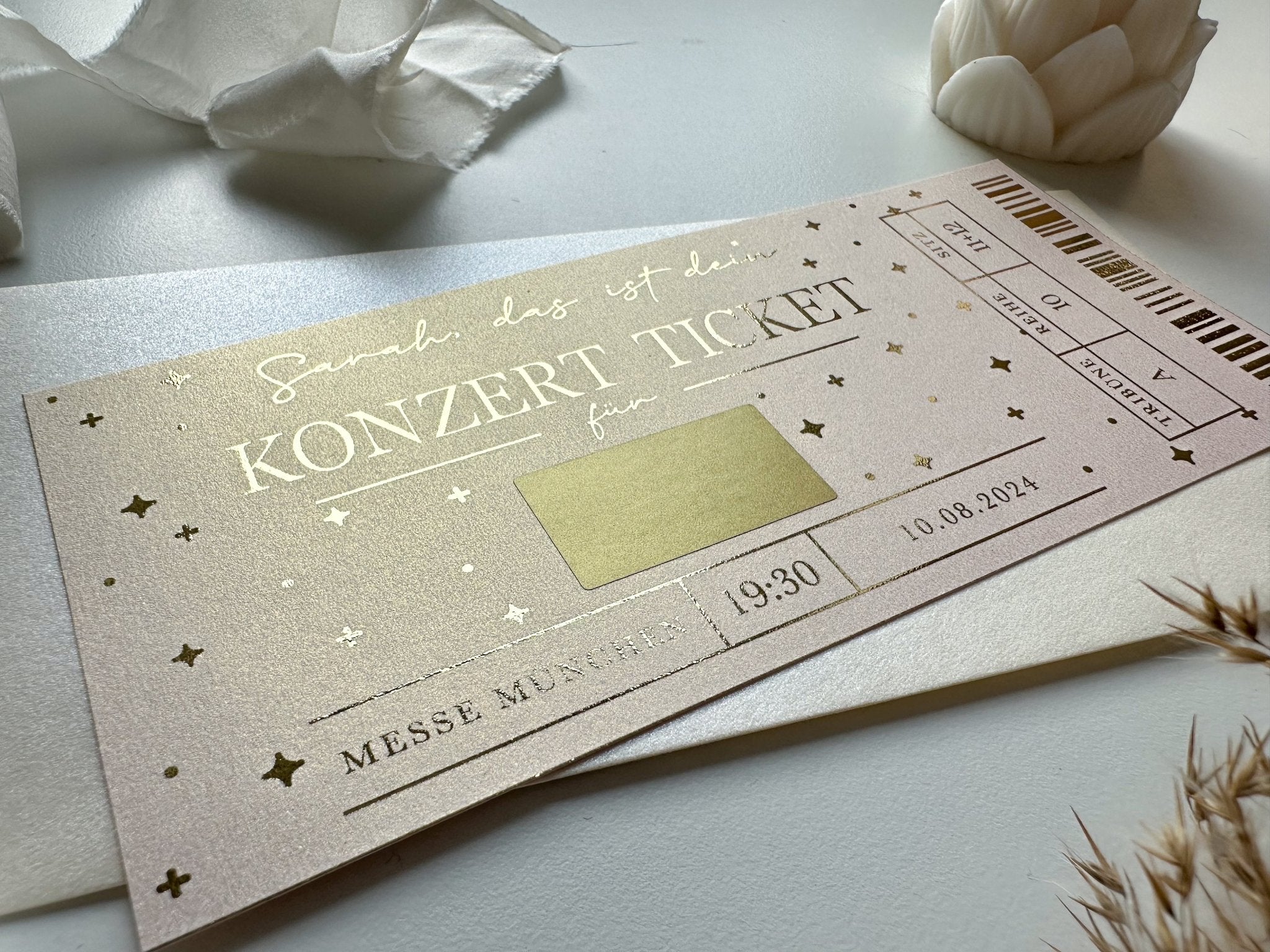 Konzert Ticket Personalisiert ROSÉ Goldfolie | Rubbelkarte | Geschenk für Musikliebhaber | Konzert Karten | Adele | Coldplay | Taylor Swift - funkenschauer