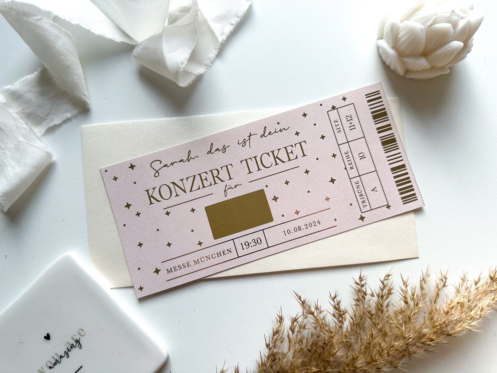 Konzert Ticket Personalisiert ROSÉ Goldfolie | Rubbelkarte | Geschenk für Musikliebhaber | Konzert Karten | Adele | Coldplay | Taylor Swift - funkenschauer