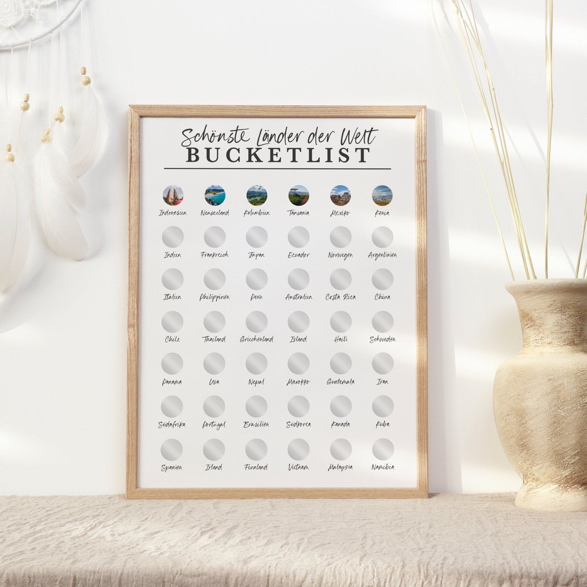 Länder der Welt Bucketlist zum Freirubbeln | Löffelliste | Rubbelfelder | Reise Geschenk | A3 Poster | Weihnachten | Abenteuer Reise - funkenschauer