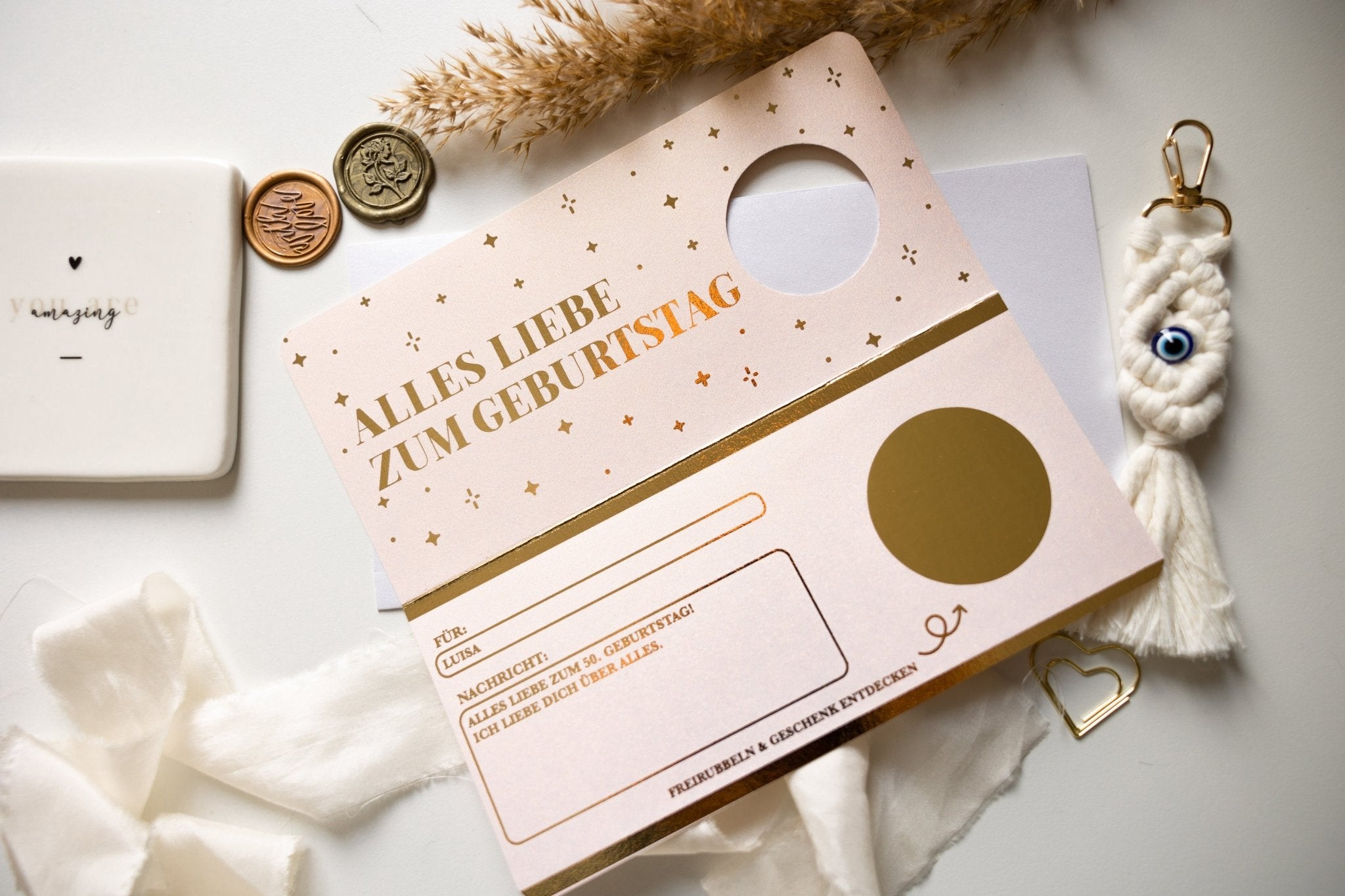 Personalisierter Geburtstagsgutschein runder Geburtstag mit Rubbelfeld zum Aufklappen, Geschenkidee für runde Geburtstage, individuelles Geschenk - funkenschauer