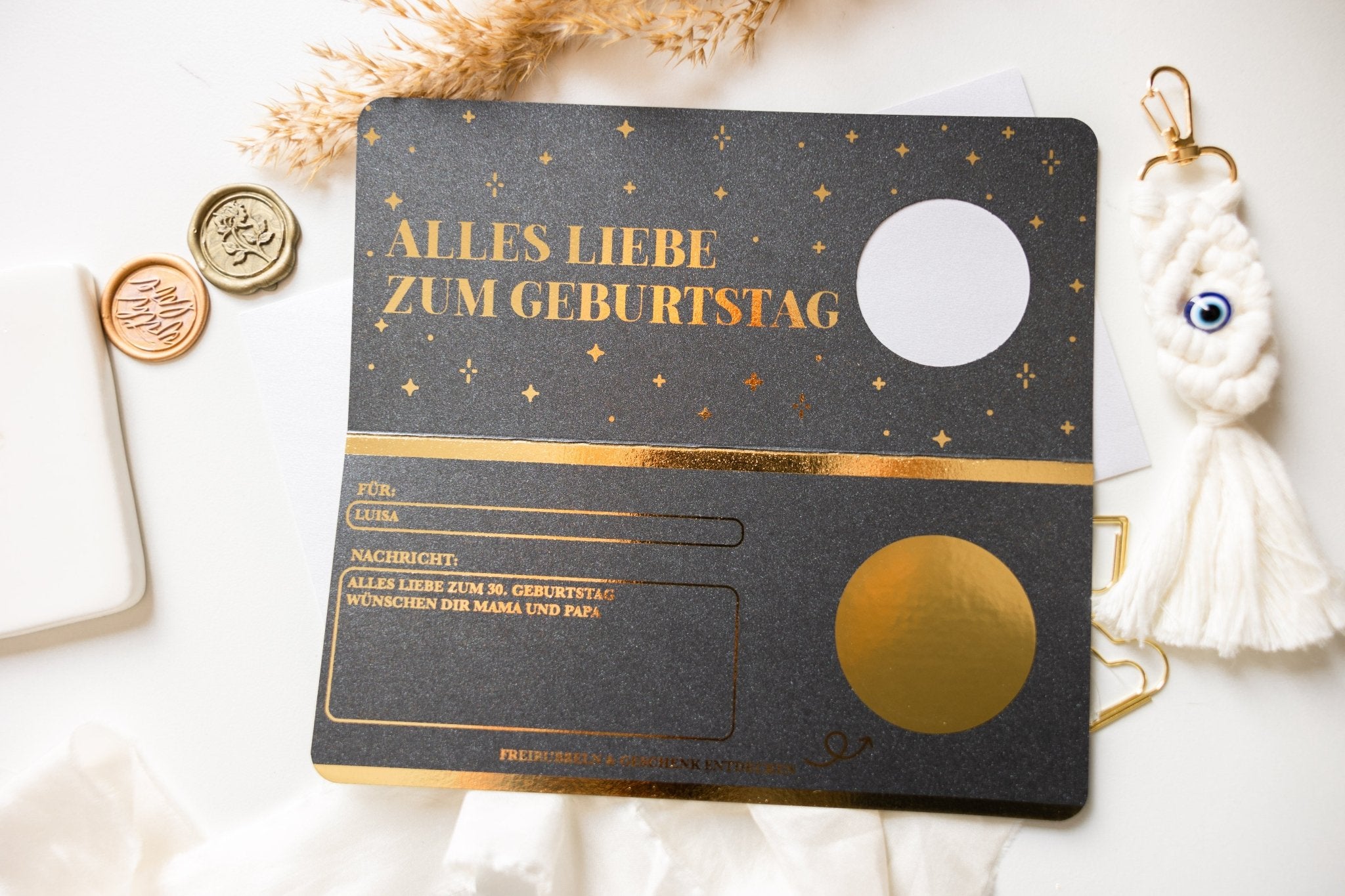 Personalisierter Geburtstagsgutschein runder Geburtstag mit Rubbelfeld zum Aufklappen, Geschenkidee für runde Geburtstage, individuelles Geschenk - funkenschauer